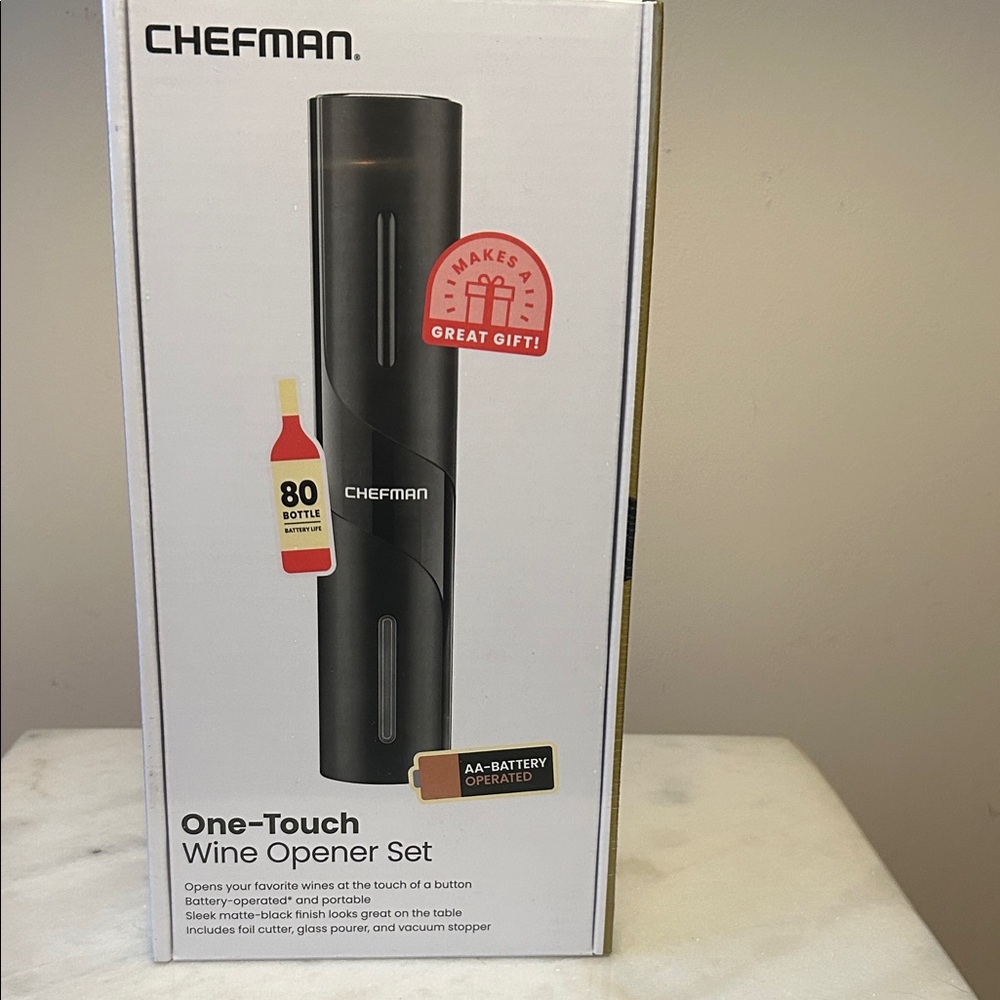 Chefman One-Touch Wine Opener Set - Black